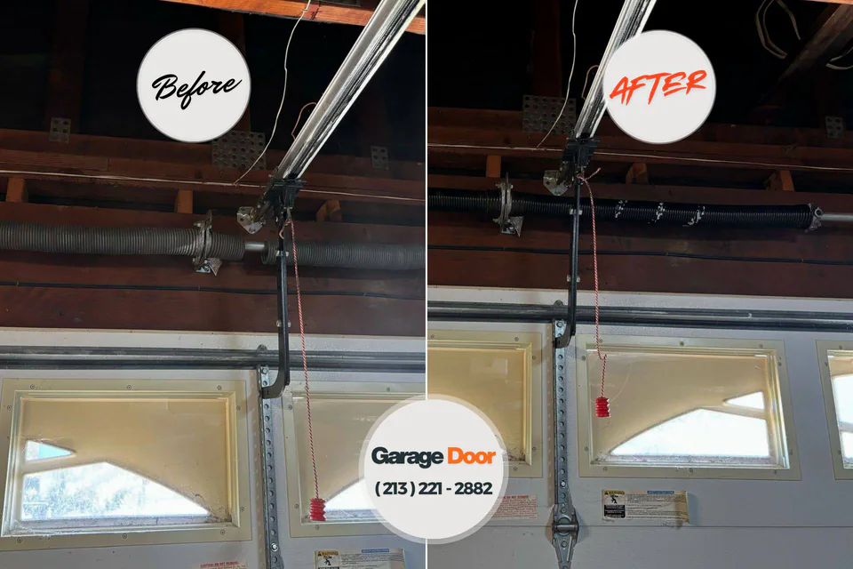 Before and after: garage door repair Downs, IL